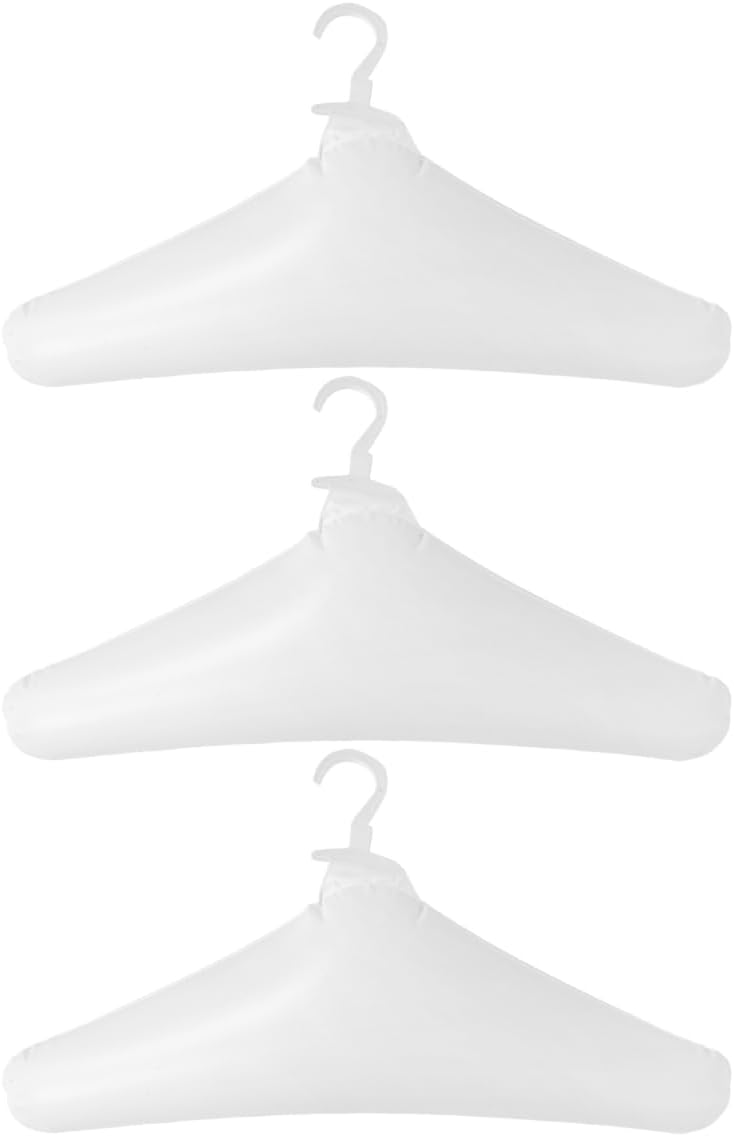 Mobestech 3Pcs Inflatable Clothes Hangers Portable for Clothes Prevent Shoulder Wrinkles PVC White