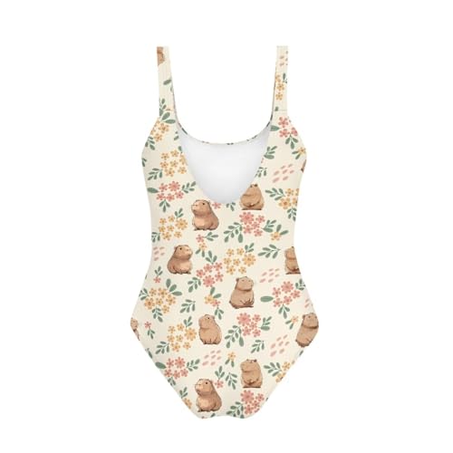 Image of One Piece Bathing Suit for Teen Girls Comfy Crewneck Backless Bathing Suit