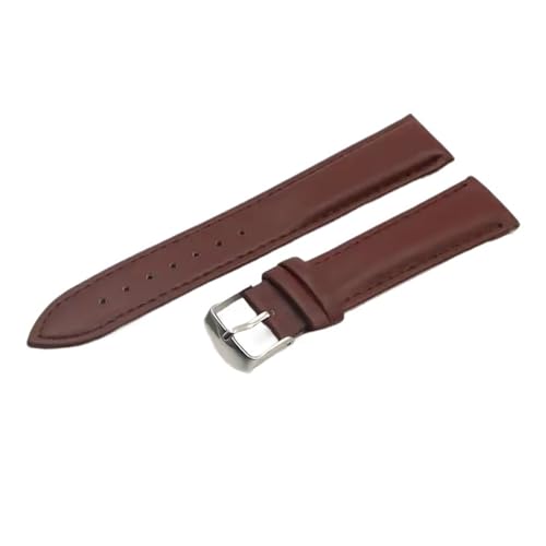 HuanJ Correa De Reloj Piel Becerro Material Suave, Muñeca 18 Mm, 20, 22 Y 24 Con Hebilla Acero Inoxidable Plateada(Brown,24mm)
