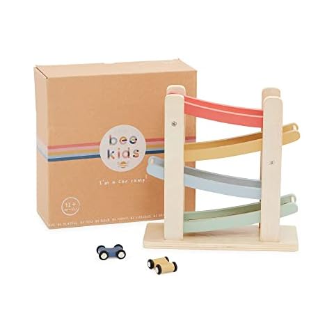 Just Bee Kids - Wooden Car Ramp Toy with 2 Cars, Interactive Toys for Toddlers and Children, For Boys and Girls, Suitable From 3+ Years Cover