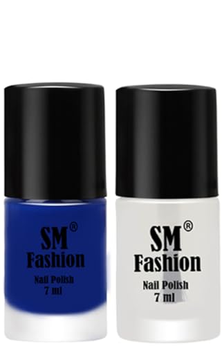 Image of Long Lasting Nail Polish | Nail Paint Combo 7 ml Each) - Set of 2 Blue-Top Coat