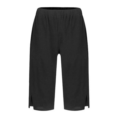 Capri Pants for Women Linen Bermuda Shorts Knee Length 2025 Summer Cropped Casual Palazzo Lightweight Beach Pant with Pockets4