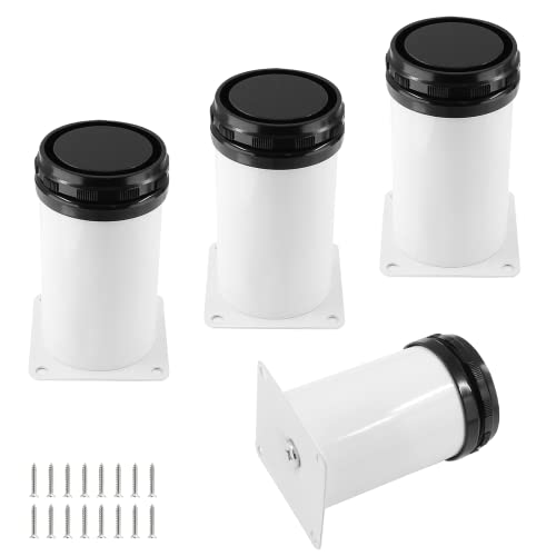 Kyuionty Set of 4 Adjustable Stainless Steel Furniture Legs 3 Inch White