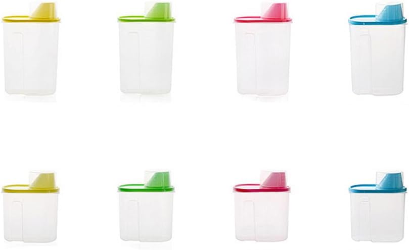 Amosfun Airtight Food Storage Container with Pour Spout and Measuring Cup Clear Cereal Keeper for Pantry Organization Rice Beans Sugar Oatmeal Storage 6.69X6.29X3.14 Inches