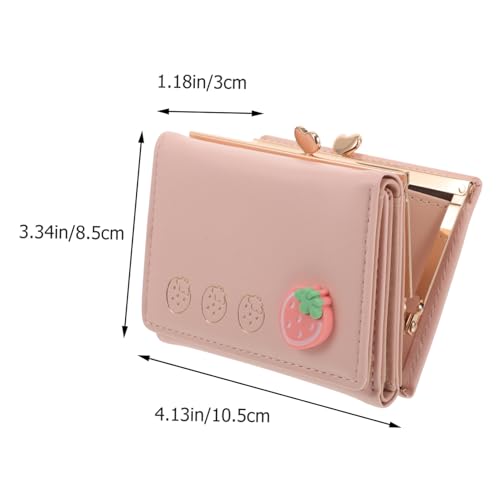 NOLITOY Cute Mini Wallet Clutch Purse for Women Compact Card Organizer and Coin Purse Lightweight and Portable for Outdoor Shopping and Travel Stylish Pink Design2