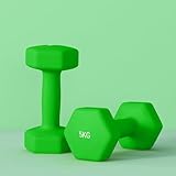 SPORTNOW Set of 2 Hex Dumbbells, Neoprene Weights Pair with Non-Slip Grip, Home Gym Fitness Training Equipment, 2 x 5kg, Green - Image 8