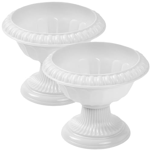 IMIKEYA Urne en Plastique 2 Pièces Pièce Maîtresse De Mariage Statue De Colonne Grecque Pilier Romain Pot De Fleurs Vase sur Pied en Plastique pour Patio Cour Allée Blanc