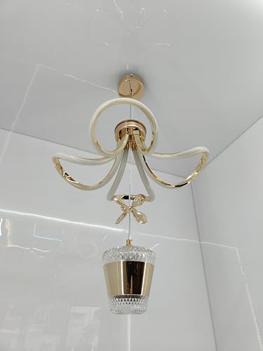 swanart Modern LED Chandelier Ceiling Light with Crystal Lampshade, Elegant Gold Design & 3-Light Modes, Dimmable for Living Room, Bedroom & Dining Area - Unique Butterfly Accent