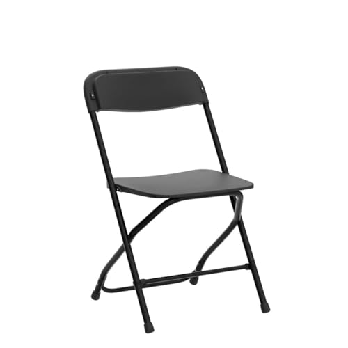 VINGLI 6 Pack Black Plastic Folding Chair, Indoor Outdoor Portable Stackable Commercial Seat with Steel Frame 350lb. Capacity for Events Office Wedding Party Picnic Kitchen Dining