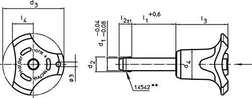 HALDER 22380.0306, selbstsichernd, mit Kombigriff, ausscheidungsgehärtet Kugelsperrbolzen, grau, d1=6 mm / l1=30 mm