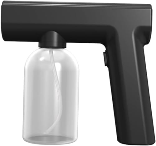 Demanca 電動ミストスプレーガン 手持ち式 ブルーライト消毒 充電式 300ml 自動噴霧器 アルコール/次亜塩素酸水対応 家庭用・店舗・オフィスの除菌/ウイルス対策/害虫対策 ブラック (ブラック)