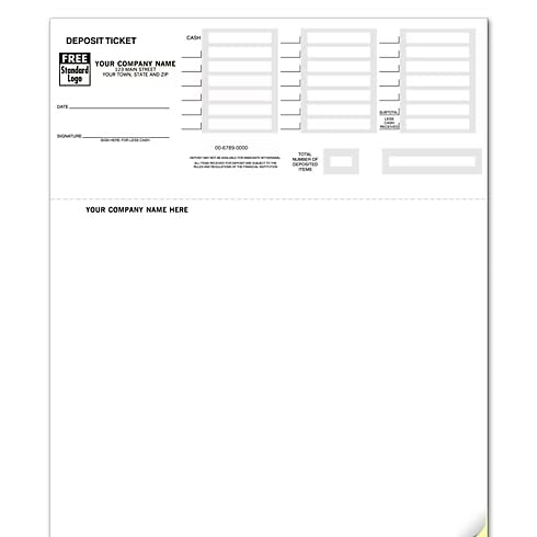 ABC Quick Books Compatible Laser Deposit Tickets, 1 Part (Set of 250)