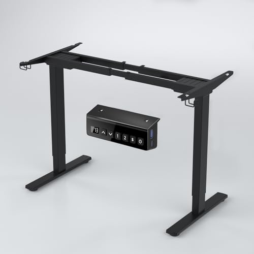 ERGOMAKER Cadre de Bureau réglable en Hauteur avec 2 Moteurs puissants, Cadre de Bureau réglable en Hauteur avec 2 Commandes de mémoire, Cadre de Table Double Moteur avec 2 Ports de Charge USB, Noir