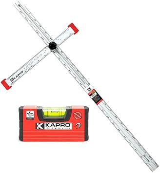 Kapro - T-Square Bundle Includes Our Aluminum Adjustable Drywall Layout and Marking T-Square and Handy Pocket Level - 4"