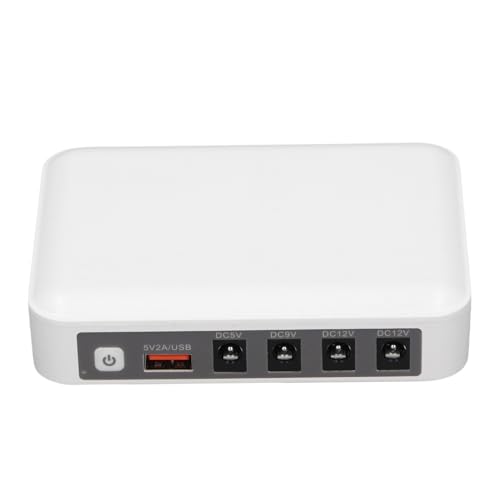 Xiuganpo Mini SAI de Alimentación Ininterrumpida, 6000mAh Batería de Respaldo de Escritorio con Salida de 5V 9V 12V, Indicador de Batería, para router, módem, luz LED (Enchufe de la UE)