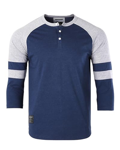 ZIMEGO Mens 3/4 Quarter Sleeve Shirts - Modern Fit Baseball Henley