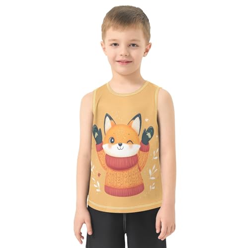 Fox Winter Gold Boys Tank Tops Quik Dry Toddler Tank Top Undershirts T-Shirts for 3-15 Years,3T2