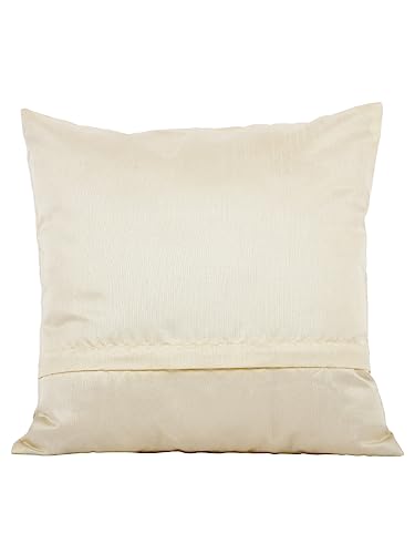 Image of ROMEE Designer Geometric Printed Cushion Covers 16 inch x 16 inch Set of 5 | Decorative Square Jute Throw Pillow /Cushion Cover for Living Room, Sofa, Couch, Bedroom (Beige & Yellow)