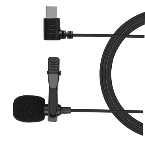 HANABASS 1PC Portable C Lapel Lavalier Microphone Mini Wired Condenser Mic for High Sound Quality Recording Black Wire for Live Broadcast Vlog Gaming