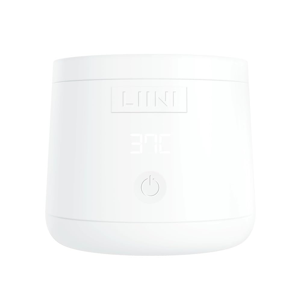 LIINI® 4.0 PRO Flaschenwärmer mit Akku, 75W, weiß – IP66 staub- & strahlwassergeschützt, 4 Stufen 37/40/45/50°C, Akku 15.000 mAh, unterwegs & zuhause, USB-C Aluminium-Kabel 150 cm, BPA-frei, CE/RoHS