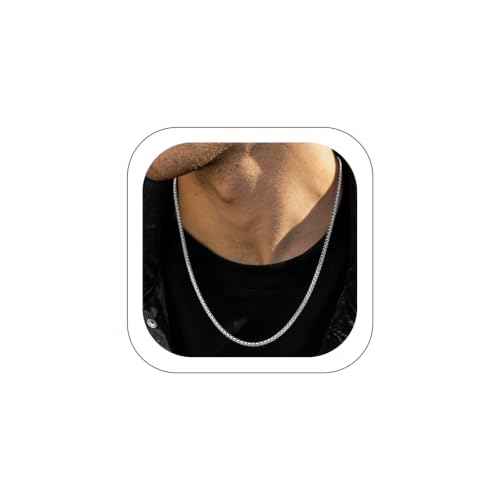 Image of PROSTEEL Stainless Steel Flat Box Link Chain Necklace for Men
