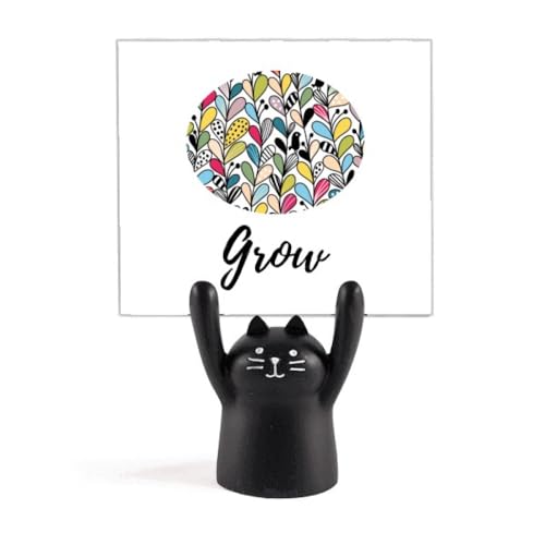 Support de mémo cœur et chat noir en métal pour bureau