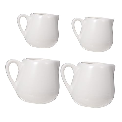 FUNOMOCYA 4 Pack Mini Milk Jugs Ceramic Sauce Jugs Handle Ceramic Creamer Kitchen Storage Containers