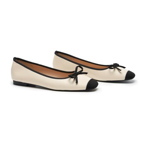 Image of C.Paravano Ballet Flats | Square Toe Shoes | Bow Slip Ons | Ballet Shoes for Women | Dressy Flats for Women