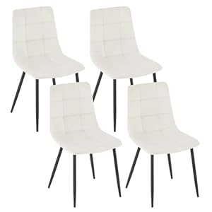 EUGAD Eetkamerstoelen, set van 4, keukenstoel, gestoffeerde stoel, woonkamerstoel, designstoel, gestoffeerd, met fluwelen bekleding, metalen poten, voor eetkamer, keuken, woonkamer