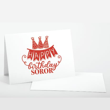 Image of Custom Made Love Birthday Sorority FOLDED Note Card Set, Birthday Women Stationary Notecard Set, Stationery For Sorority Women, Assorted Designs (Red + White)