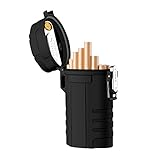 Full Pack 20 Regular Waterproof Cigarettes Case Box with Lighter 2 in 1 USB Rechargeable Flameless Windproof Electric Lighter