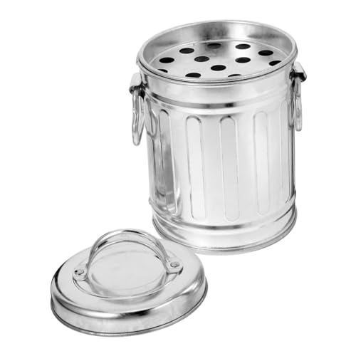 ABOOFAN Cenicero Metálico en Forma de Cubo Tapa Abatible, Papelera de Escritorio Pequeña para Cocina y Oficina, Hierro Galvanizado Diseño Retro, 5.7x3.9 Pulgadas