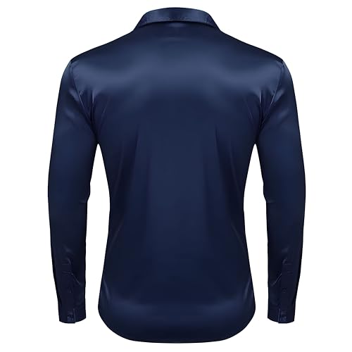 Image of Men's Satin Solid Full Sleeves Regular Fit Shirt