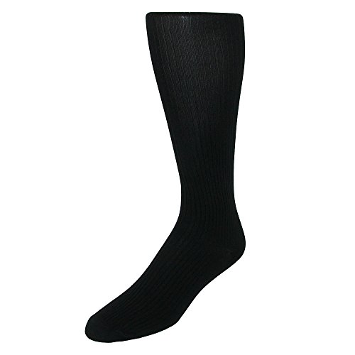 Jefferies Socks Men's Microfiber Over the Calf Dress Socks (2 Pair Pack), Black