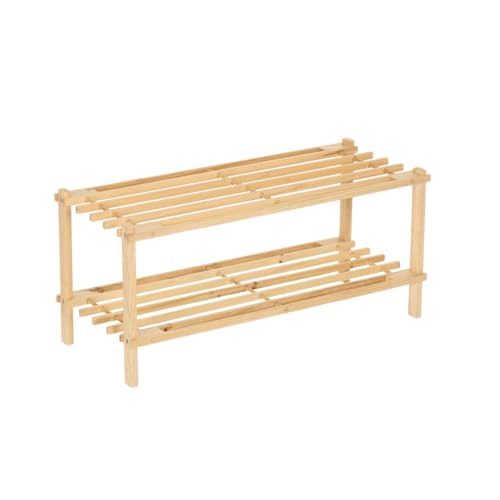 LOLAhome Estantería Zapatero de Madera de Abeto Natural Claro con 2 estantes de 64x26x29 cm