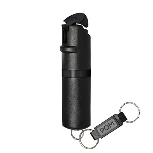 Pom Pepper Spray Combo Pack Clip & Keychain - Maximum Strength Oc Spray Self Defense- Tactical Compact & Safe Design - 25 Bursts & 10 Ft Range - Stream Spray Pattern #TOP3