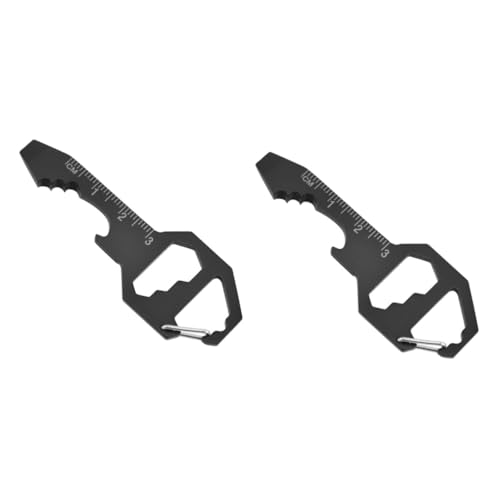 BinZyronic マルチツールカード 2個セット ? 鋼製ポケットツール 栓抜き メジャー付き キーホルダー for 男性用 アウトドア キャンプ