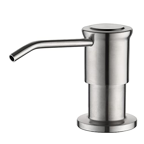 Lonheo Soap Dispenser for Kitchen Sink, Built in Sink Soap Dispenser Brushed Nickel, Stainless Steel Pump Head 17 OZ Large PET Soap Bottle, Refill from Top Countertop Kitchen Bathroom Soap Dispenser