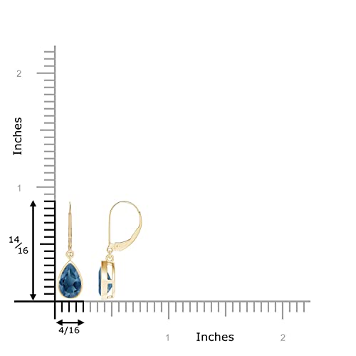 ANGARA Natural London Blue Topaz Earrings for Women | Bezel-Set Pear London Blue Topaz Leverback Drop Earrings in 14K Solid Gold/Platinum | December Birthday, Anniversary, Gemstone Jewellery Gift2
