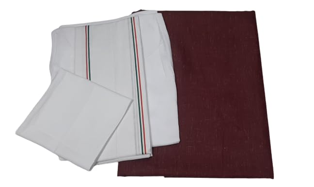 Image of CHANDRAVATI || Maroon || Men's 5- Piece Pandit Cotton Kurta Pajama Set Unstitched Kurta, Angocha, Vest,Hanky.