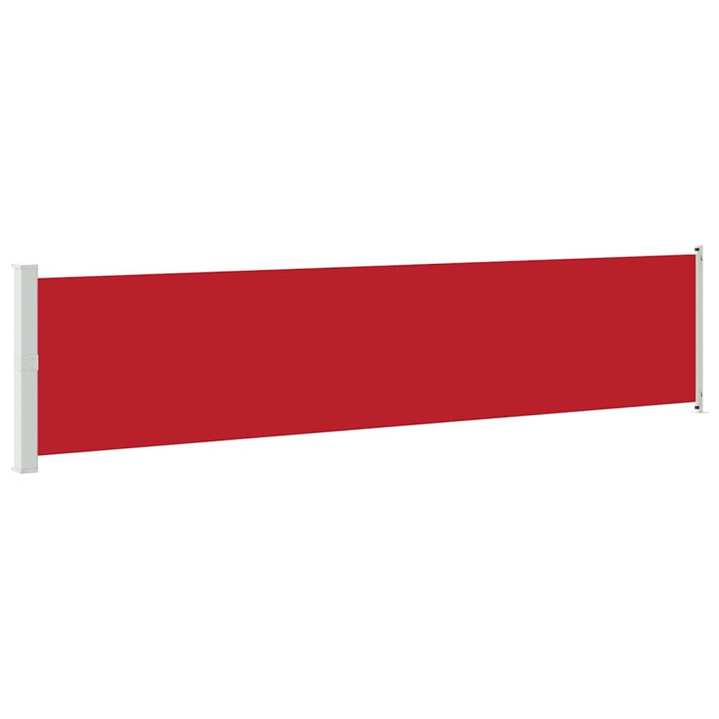Chowana markiza boczna Patio 140x600 cm Czerwona, zewnętrzna markiza pionowa z poliestru odpornego na promieniowanie UV i wodę, prywatny ekran balkonowy z automatycznym tyłem i akcesoriami