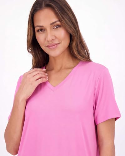 Image of Real Essentials 3 Pack: Women's Soft Maxi Long Nightshirt Short Sleeve Soft Nightgown Sleep Dress (Available in Plus Size)