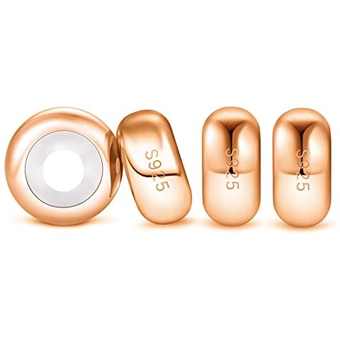4 STÜCKE Sterling Silber Spacer Charms Stopper Roségold für Pandora Armbänder Halsketten Cover