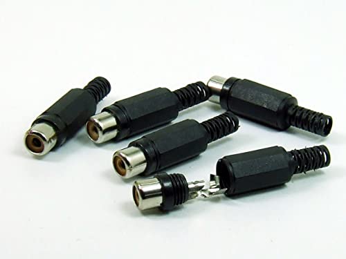 POPESQ® 5 pezzi. x RCA Cinch Connettore Femmina 1 Way Nero Plastica #A4924