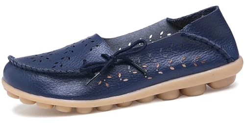 Image of Women's Floral Leather Slipper Loafers Flat Shoes Slip-Ons
