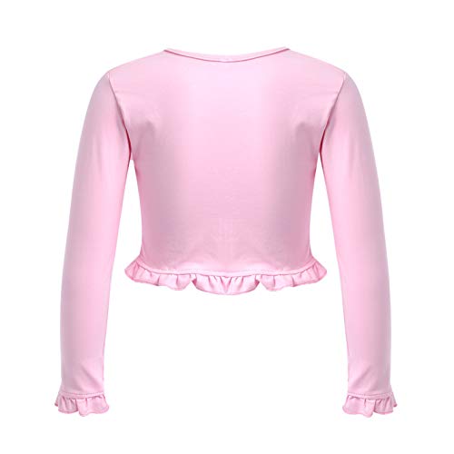TiaoBug Girls Long Sleeve Twist Knot Ballet Dance Classic Warm-up Knit Wrap Top Sweaters Open Front Cardigan Bolero2