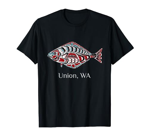 Union Washington PNW Art Nativo Americano Halibut Tribal Regalo Camiseta