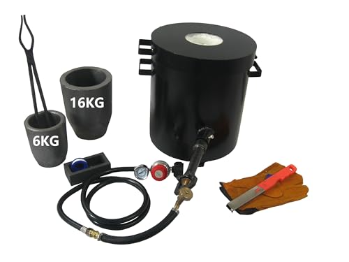 16KG(35LBs) Single Burner Gas Metal Melting Furnace Foundry2 Crucibles Tong Casting Mold Gas Forge