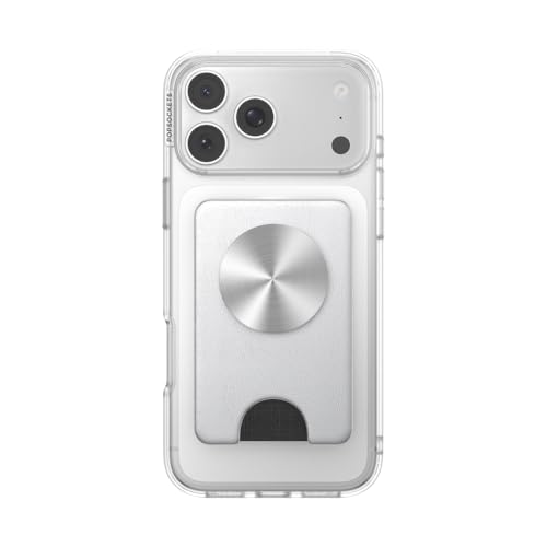 Image of PopSockets Kick-Out Wallet for MagSafe, Adjustable Kickstand, Magnetic Stand, Silver - Silver Radial