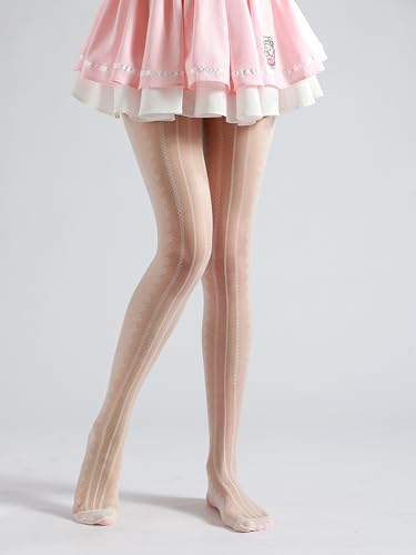 Image of Sahabowi Women Tights, Sheer High Waist Pantyhose, Vintage Control Top Stockings, Siwa7